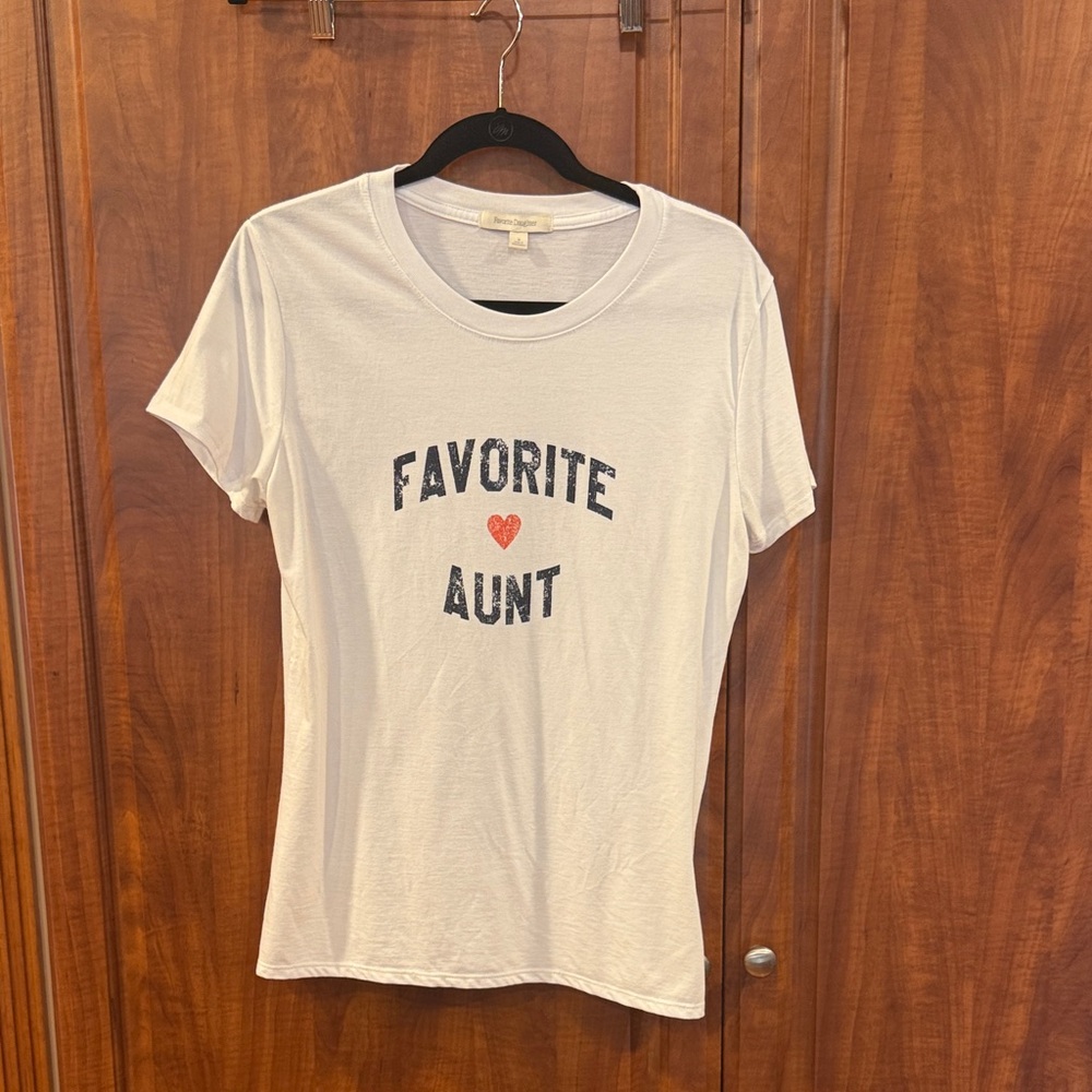 Favorite Daughter White Tee with Black and Red Print